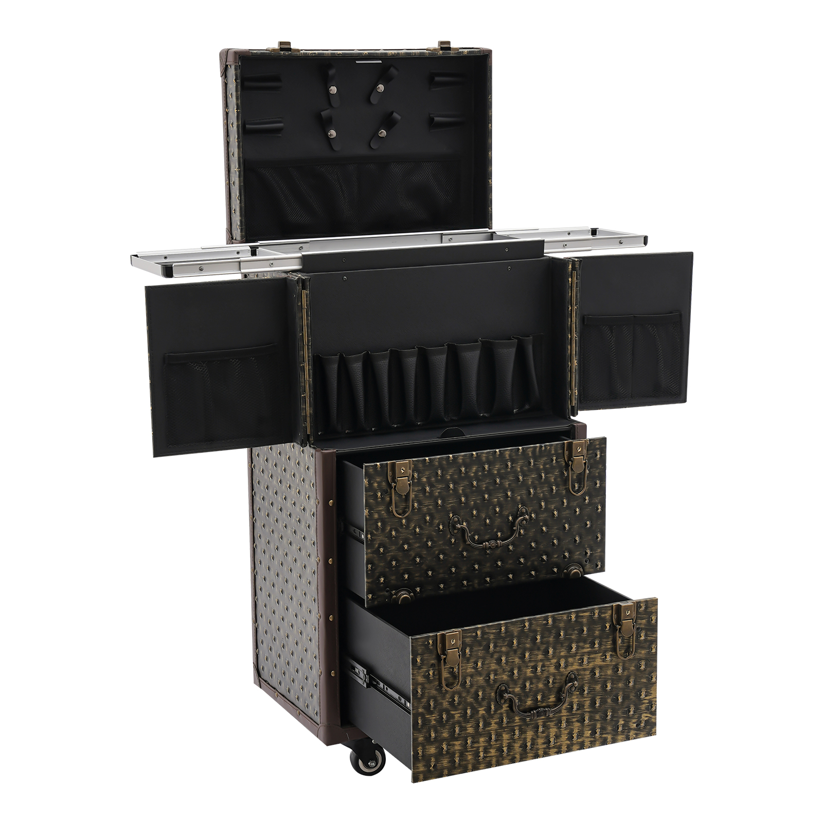 Beauty Makeup Trolley - Rolling Makeup Case for Hairdressers, Vintage