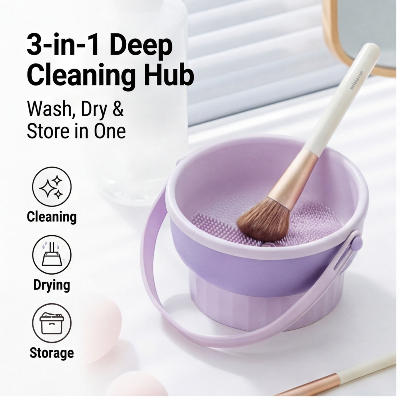Beauty Makeup Sponge - Silicone Makeup Brush Cleaning Bowl, Beauty