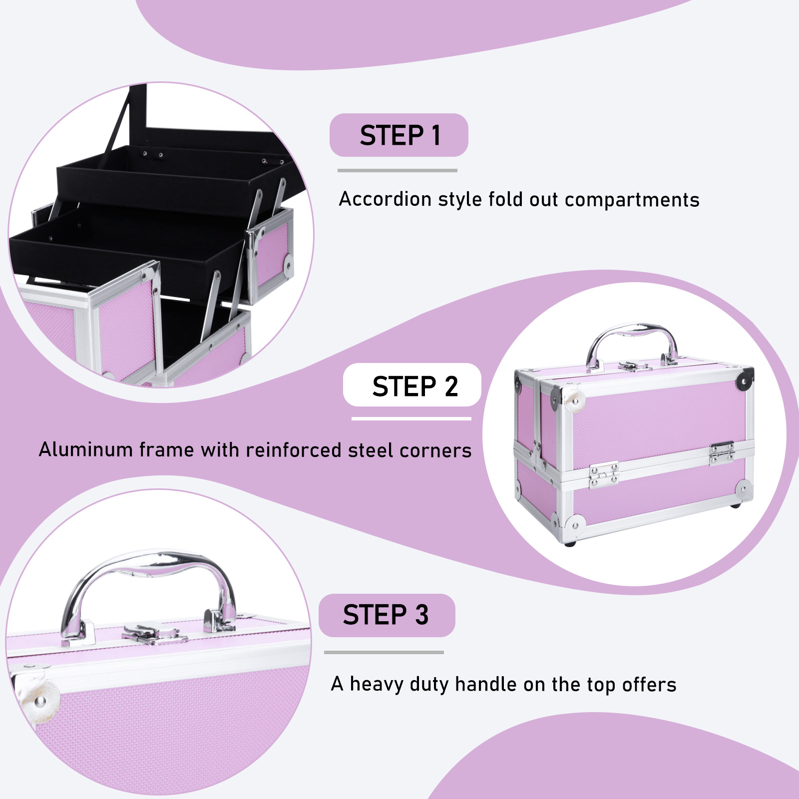 Pink Aluminum Alloy Makeup Cas – Beauty Makeup Case recenzja i cena