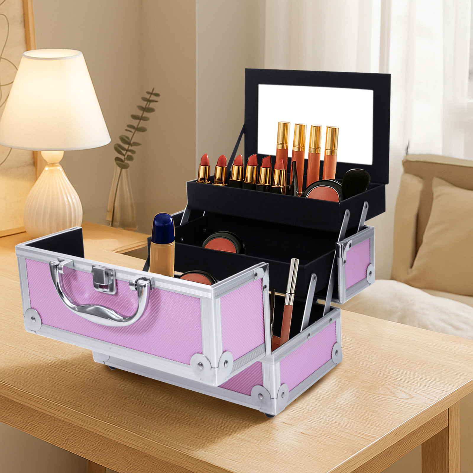 Pink Aluminum Alloy Makeup Cas – Beauty Makeup Case recenzja i cena