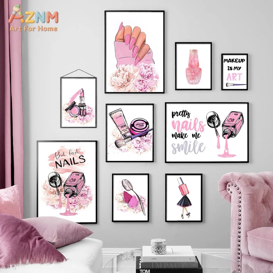 AZNM Pink Nail Makeup Canvas W – Makeup Is Beauty Quotes recenzja i cena