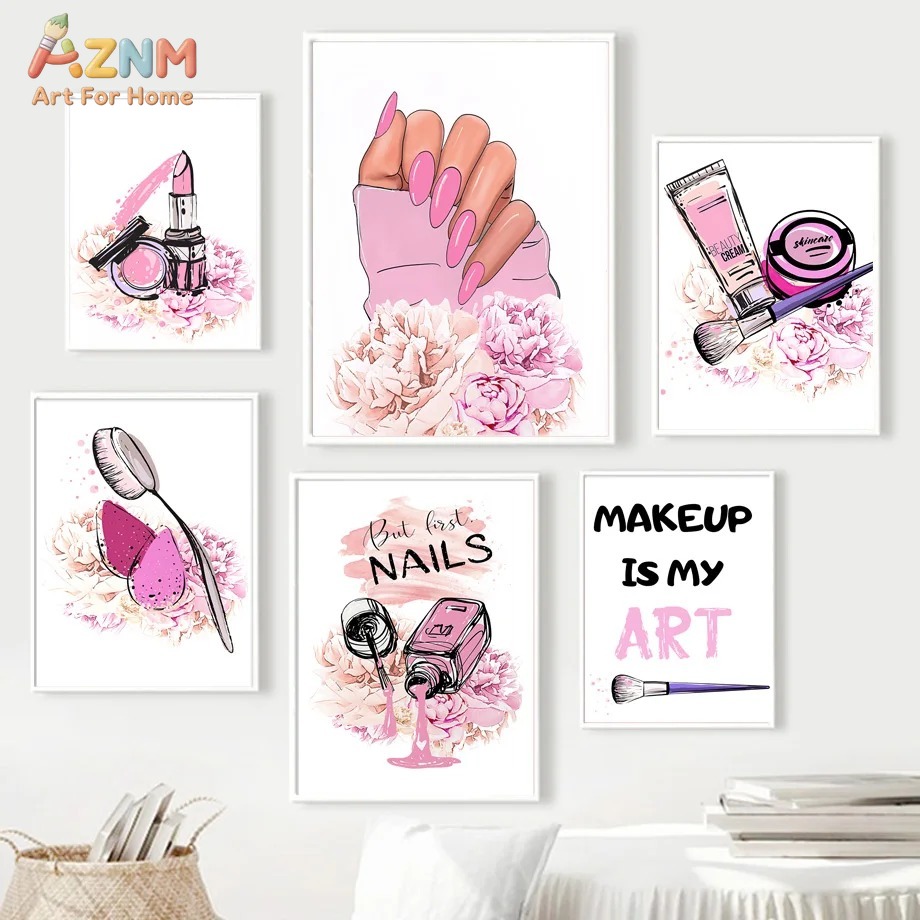 AZNM Pink Nail Makeup Canvas W – Makeup Is Beauty Quotes recenzja i cena
