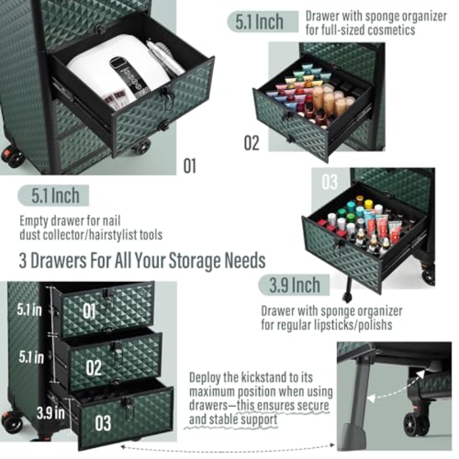 Nail Trolley Cart with 3 Drawe – Beauty Makeup Trolley recenzja i cena