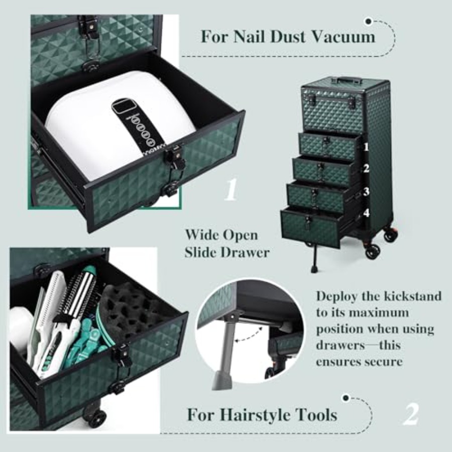 Nail Salon Cart with 4 Drawers – Beauty Makeup Trolley recenzja i cena