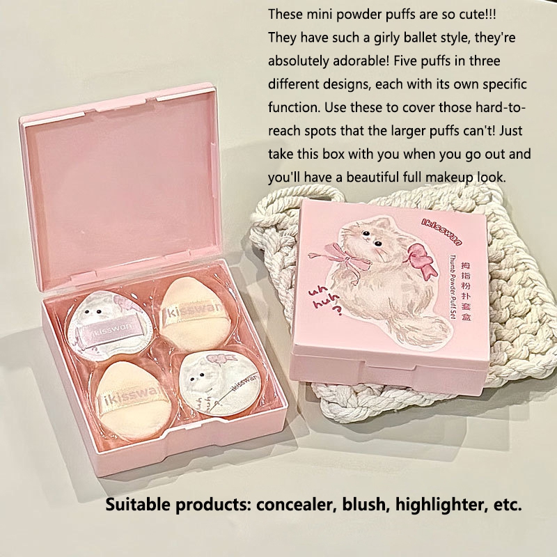 5Pcs Cute Mini Finger Puff Set – Beauty Makeup Sponge recenzja i cena