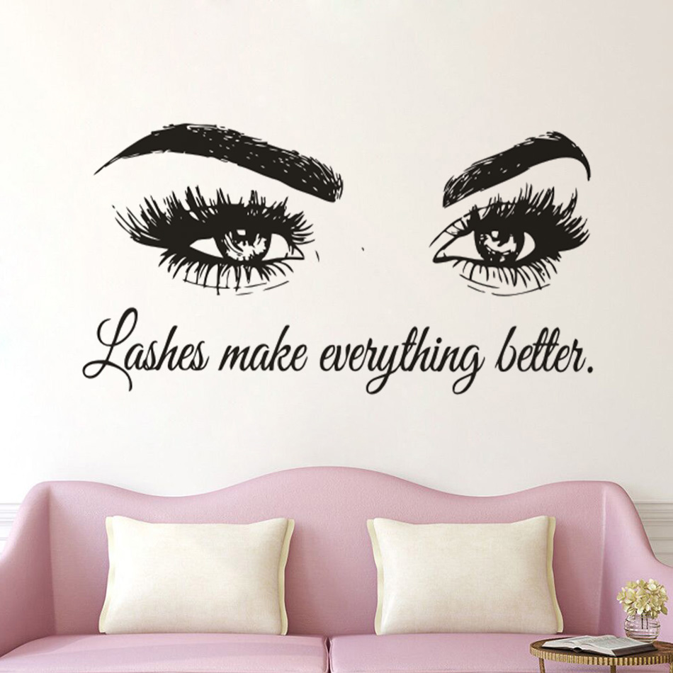 Eyelashes Vinyl Wall Decal Bea – Makeup Is Beauty Quotes recenzja i cena