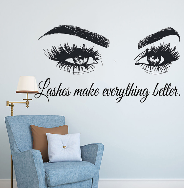 Eyelashes Vinyl Wall Decal Bea – Makeup Is Beauty Quotes recenzja i cena