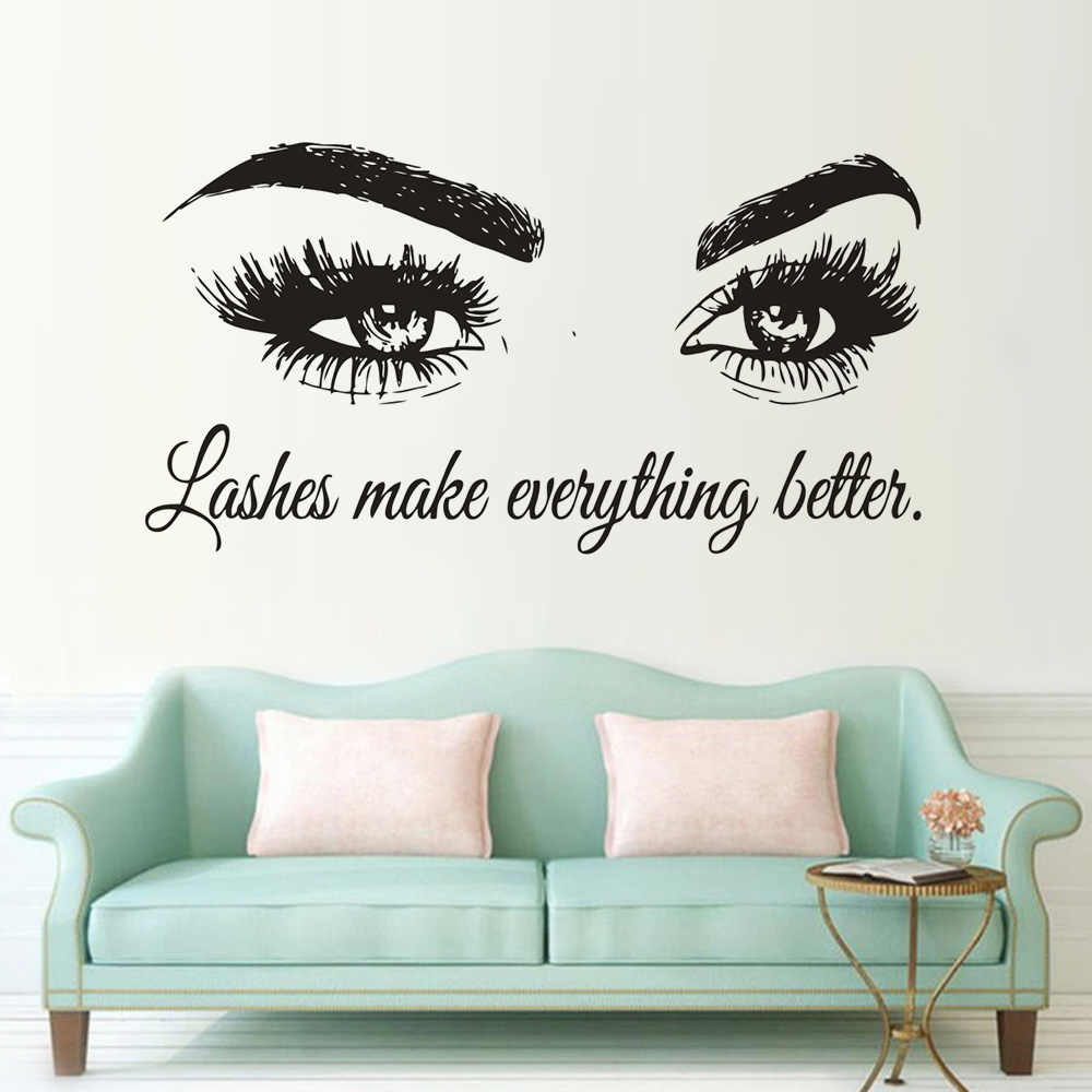 Eyelashes Vinyl Wall Decal Bea – Makeup Is Beauty Quotes recenzja i cena
