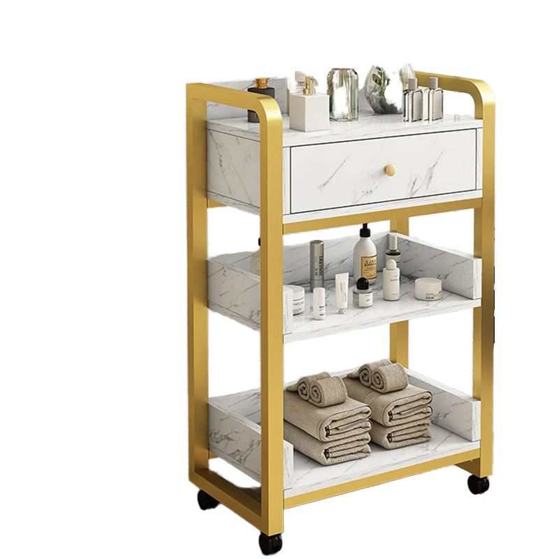 Modern Gold White Salon Trolle – Beauty Makeup Trolley recenzja i cena