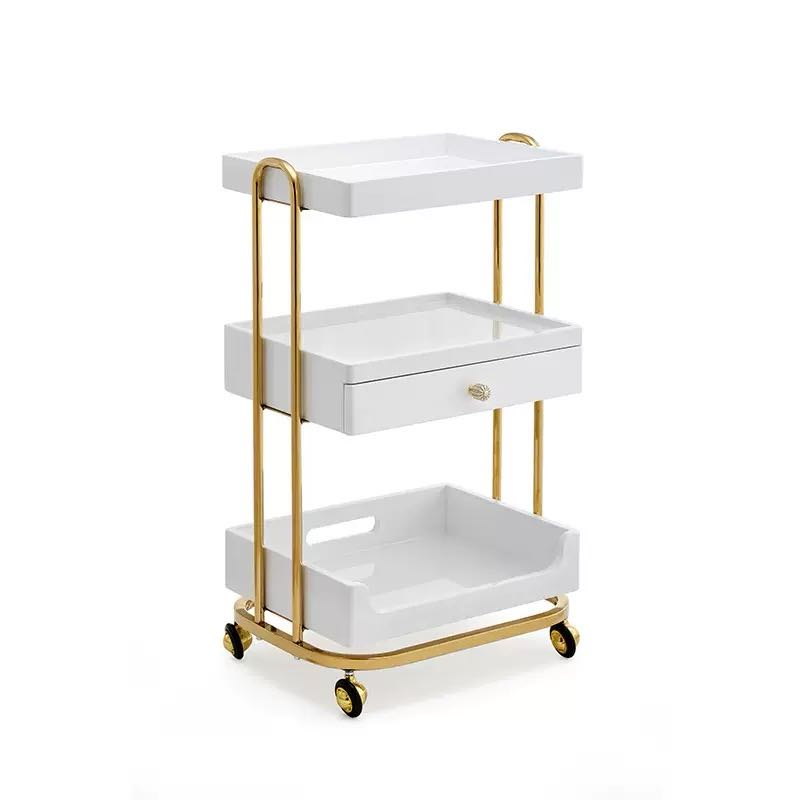 Modern Gold White Salon Trolle – Beauty Makeup Trolley recenzja i cena