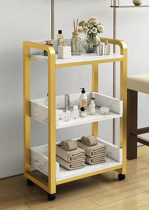 Modern Gold White Salon Trolle – Beauty Makeup Trolley recenzja i cena